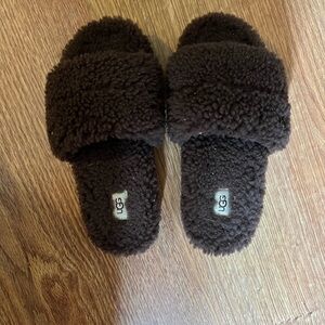 UGG Chocolate Fuzzy Slide Slippers